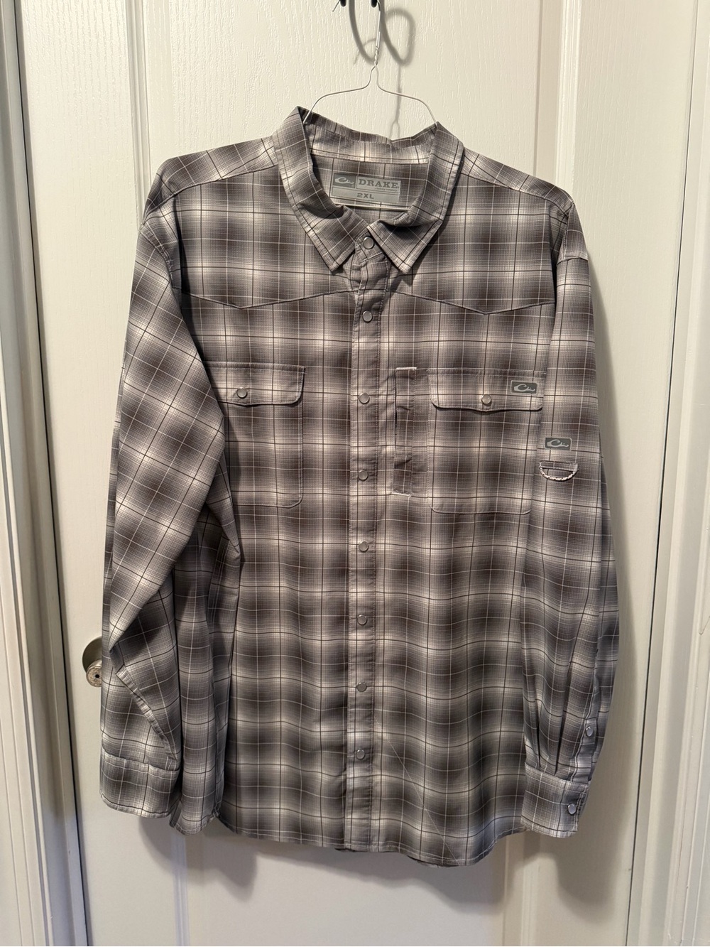 Drake Gray Plaid Casual Button-Down Shirt